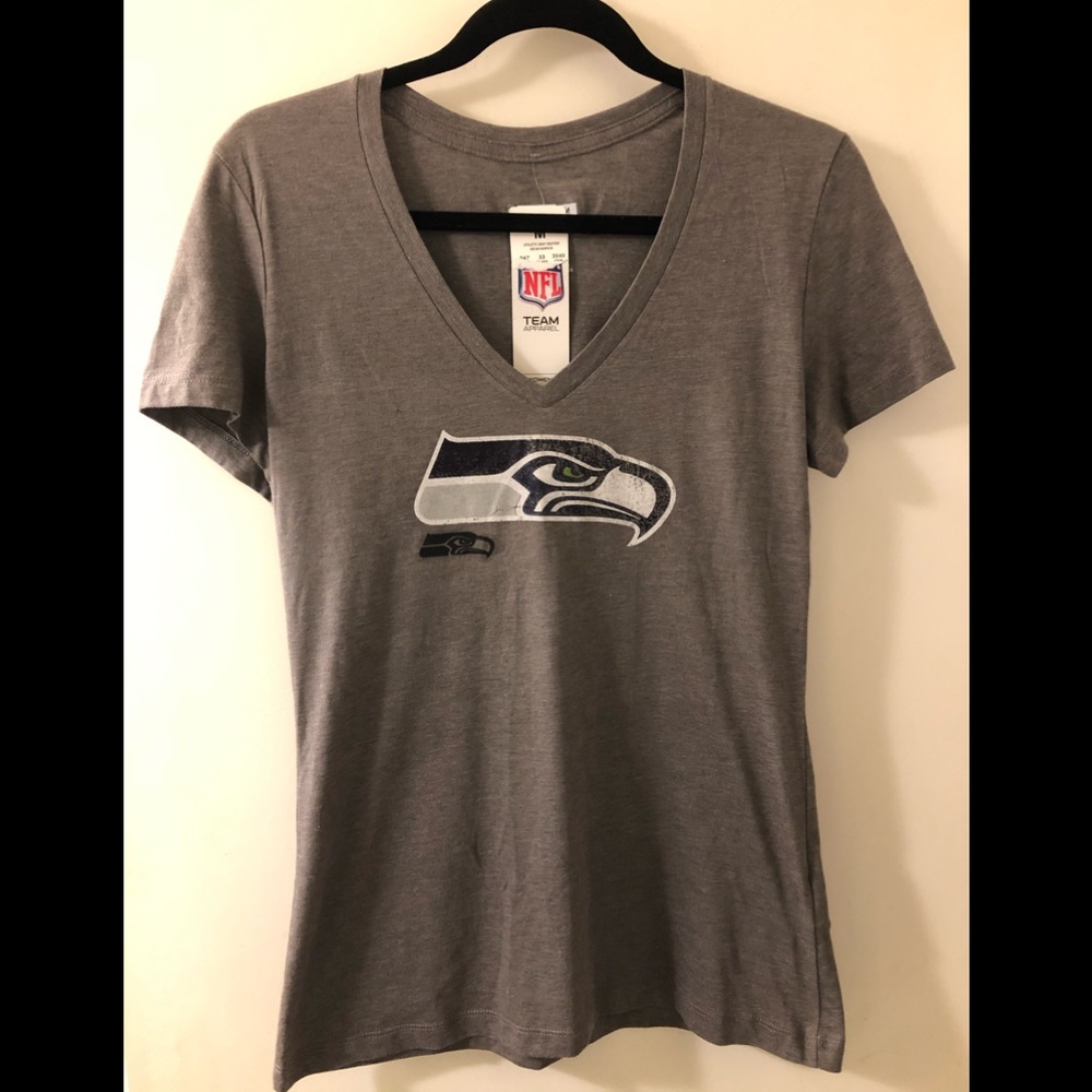 NFL Seattle Seahawks Gray V-Neck Logo T-Shirt